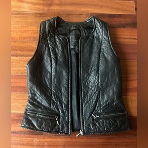The Limited Black 100% Leather Quilted Women's Vest